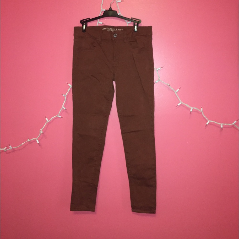 Burnt Orange American Eagle Sateen Jeggings